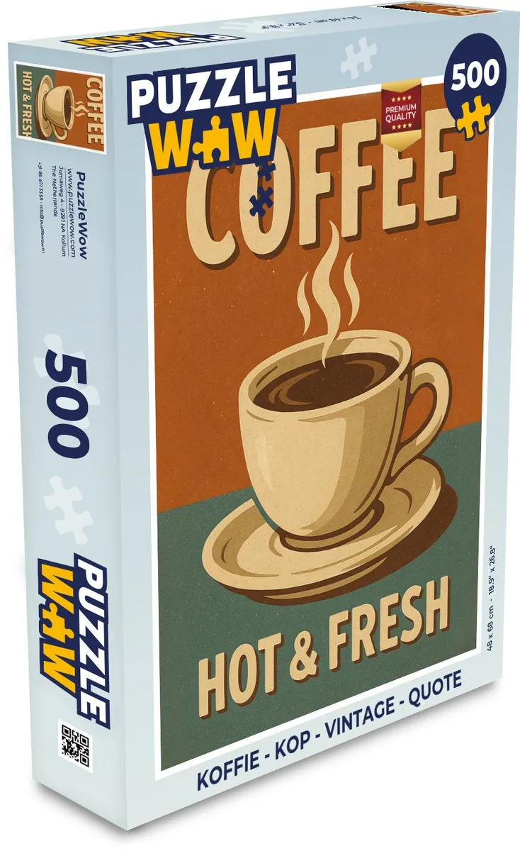 PuzzleWow Vintage Koffie Kop Legpuzzel 500 Stuks - MPN 8721373928075