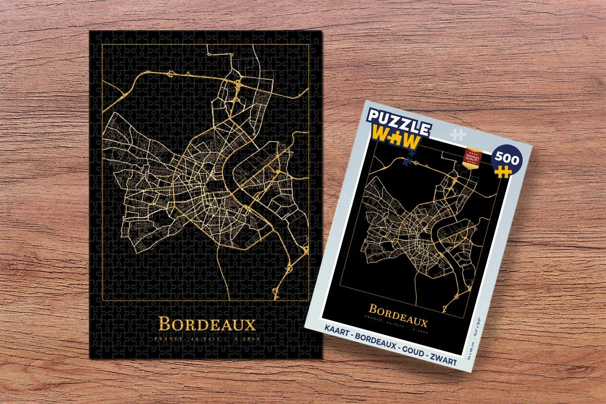PuzzleWow Legpuzzel 500 Stuks - Bordeaux/Goud/Zwart - MPN 7434335763720