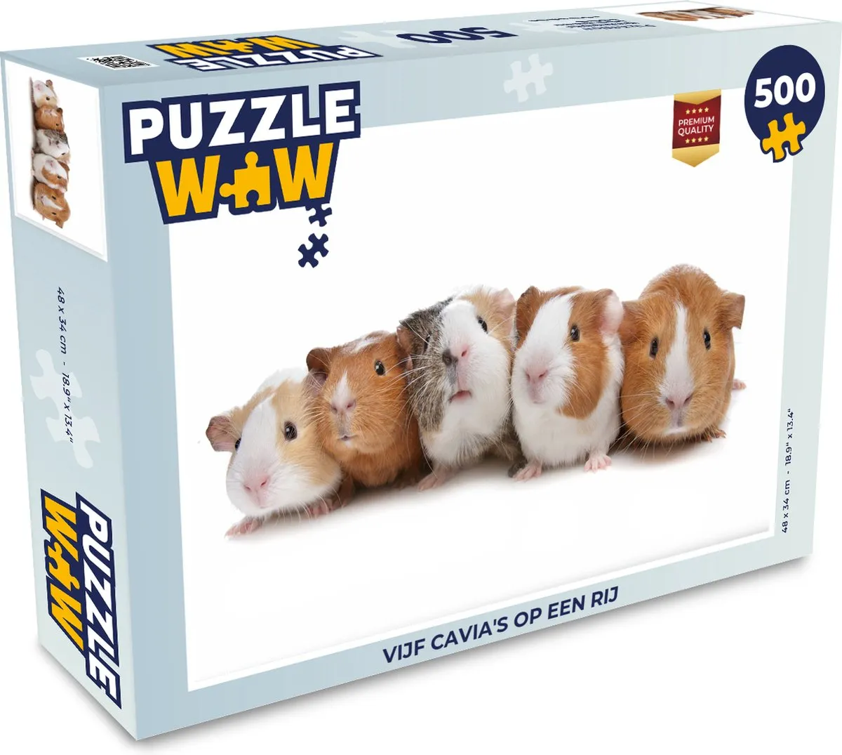 PuzzleWow Vijf cavia's op een rij Legpuzzel 500 Stuks