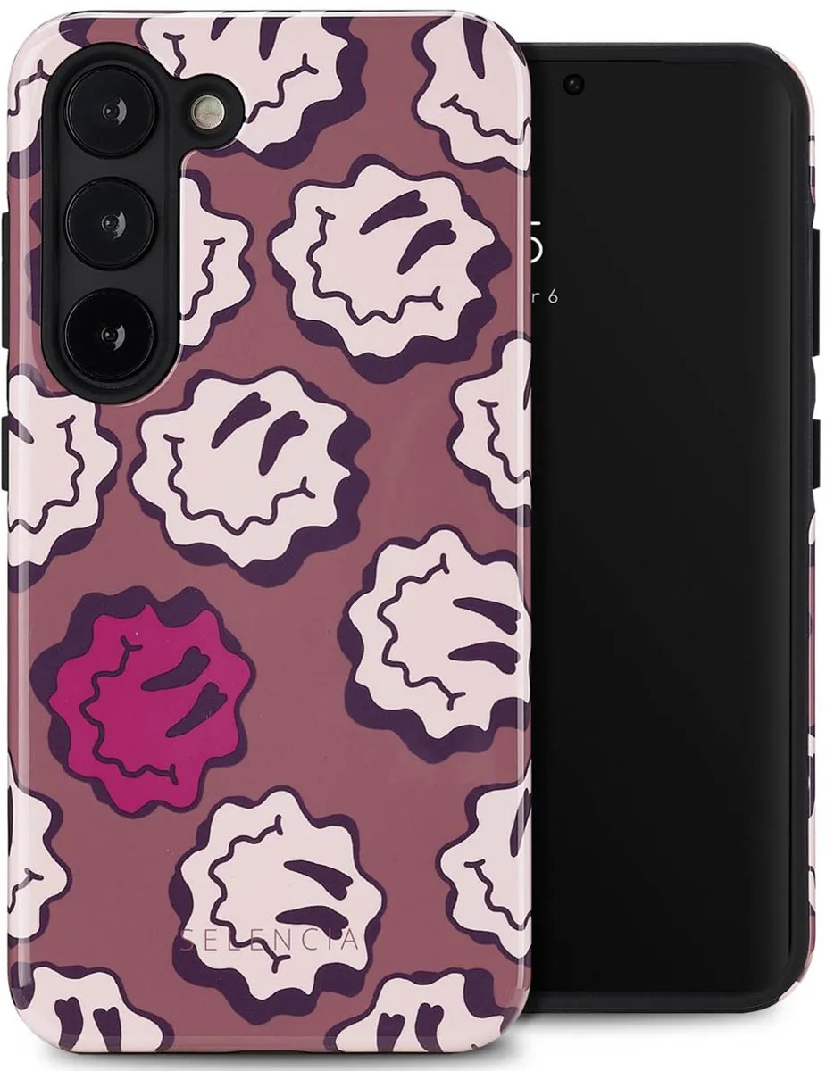 Selencia Hoesje Samsung Galaxy S23 Wavy Smiley Pink