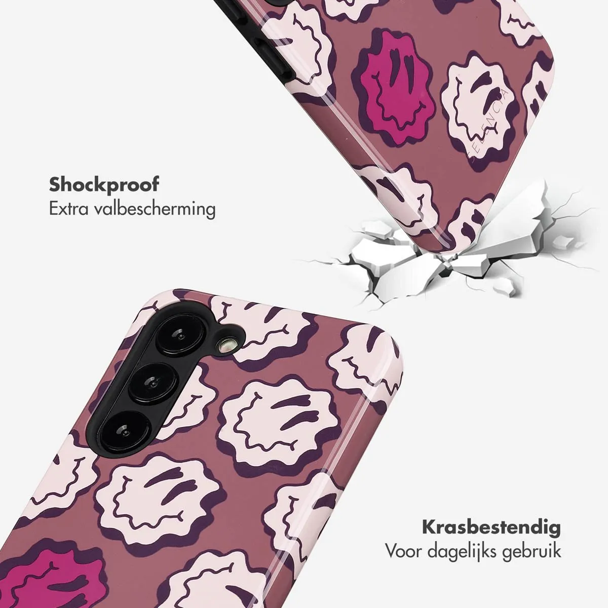 Selencia Hoesje Samsung Galaxy S23 Wavy Smiley Pink - afbeelding 6 van 6