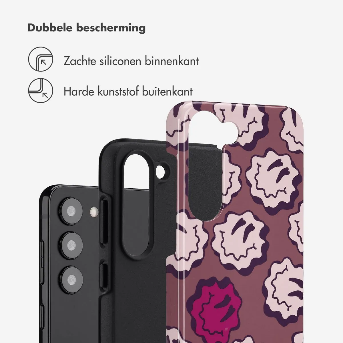 Selencia Hoesje Samsung Galaxy S23 Wavy Smiley Pink