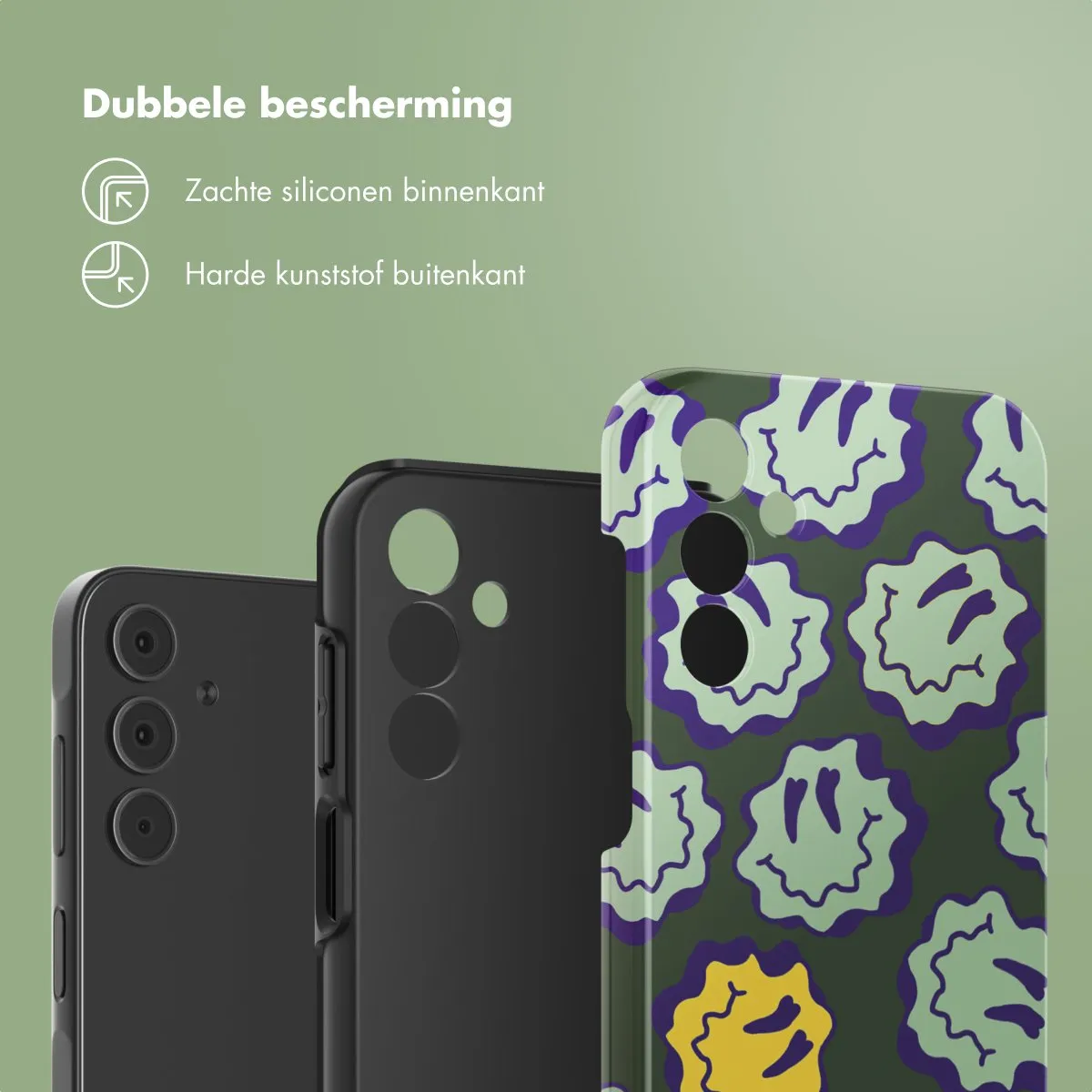 Selencia Hoesje Samsung Galaxy A15 - Wavy Smiley Green