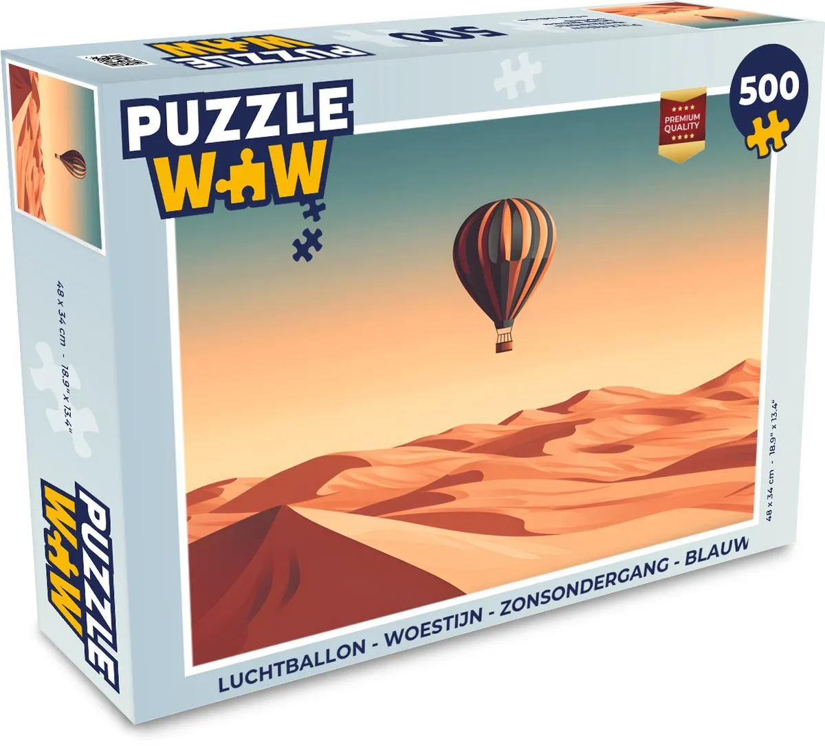 PuzzleWow Woestijn Zonsondergang Luchtballon Puzzel 500 Stuks