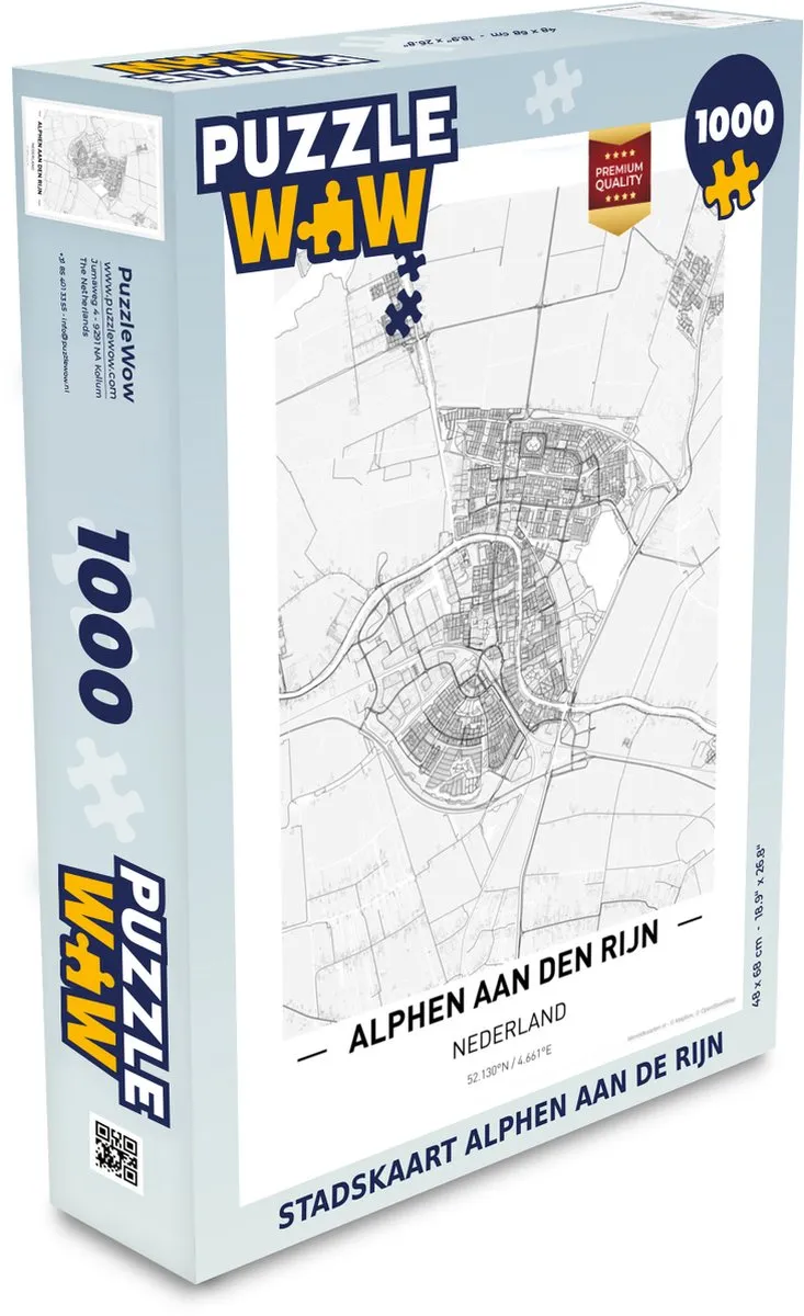 PuzzleWow Stadskaart Nederland Alphen aan de Rijn Legpuzzel 1000 Stuks