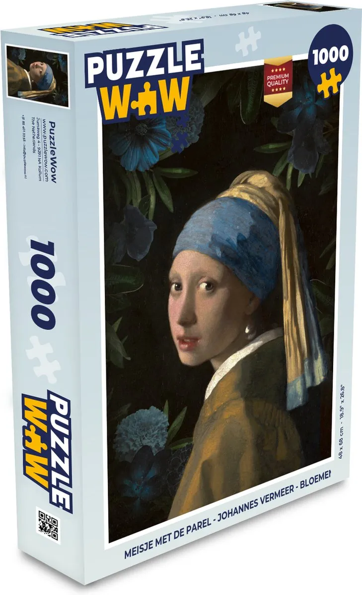 PuzzleWow Meisje met de parel Legpuzzel 1000 Stuks - Multicolor