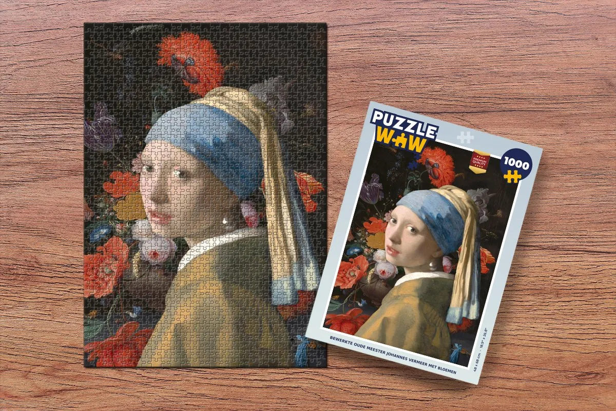 PuzzleWow Meisje met de parel Legpuzzel 1000 Stuks - Multicolor