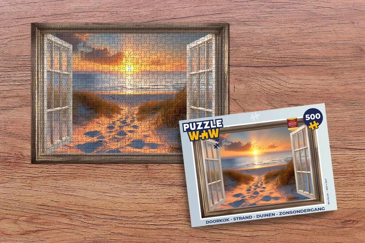 PuzzleWow Strand Legpuzzel 500 Stuks - Zonsondergang