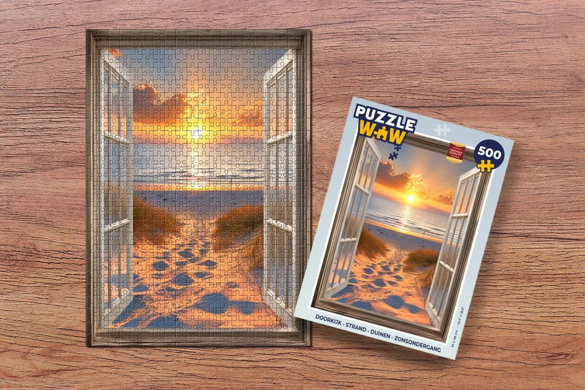 PuzzleWow Strand Legpuzzel 500 Stuks - Zonsondergang