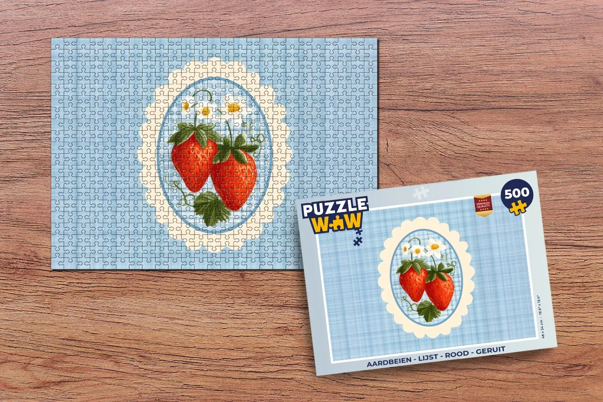 PuzzleWow Aardbeien Legpuzzel 500 Stuks - Rood/Geruit
