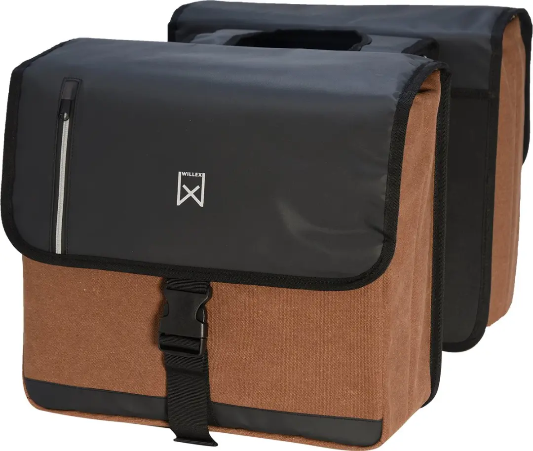 Willex Dubbele Canvas Bisonyl Tas 46L - Zwart/Bruin - afbeelding 2 van 6