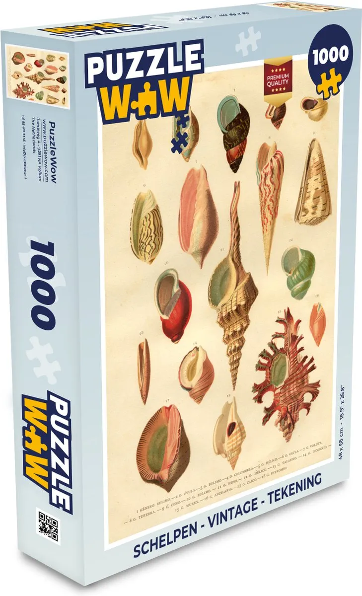 PuzzleWow Schelpen Vintage Legpuzzel 1000 Stuks