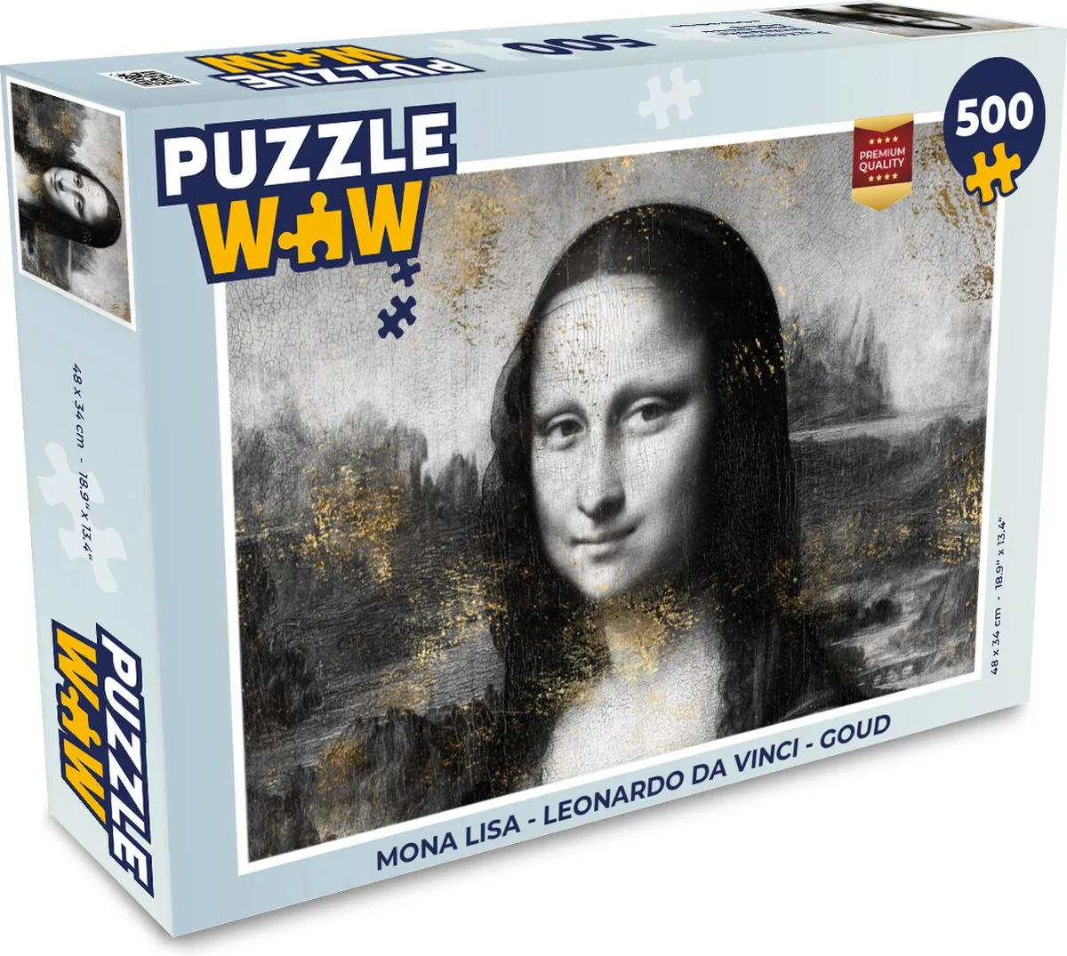PuzzleWow Mona Lisa Legpuzzel 500 Stuks - Multicolor