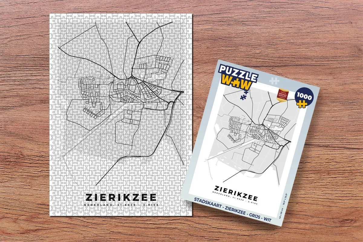 PuzzleWow Stadskaart Zierikzee Legpuzzel 1000 Stuks - Multicolor