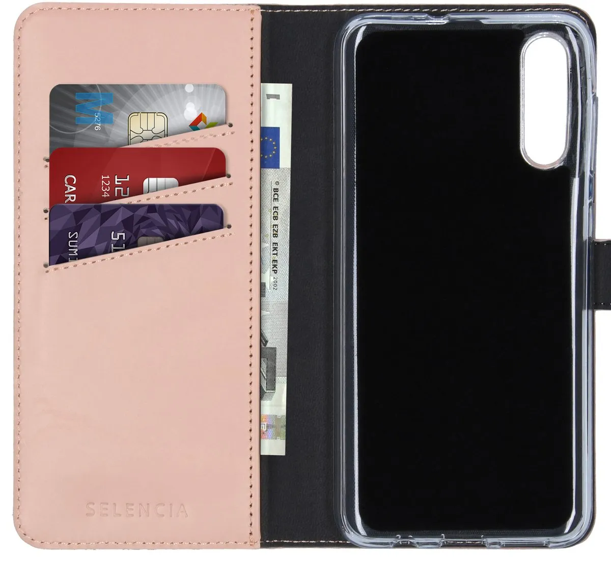 Selencia Hoesje Samsung Galaxy A30s/A50 - Echt Lederen Bookcase - Lichtroze