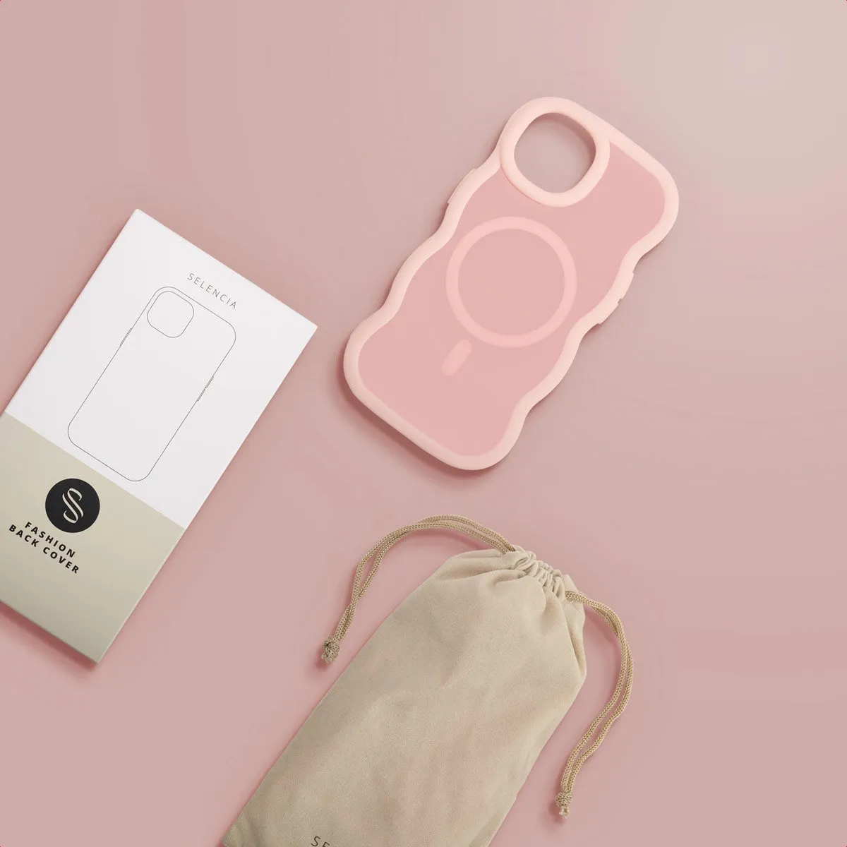 Selencia Wavy Case iPhone 13/14 - Soft Pink