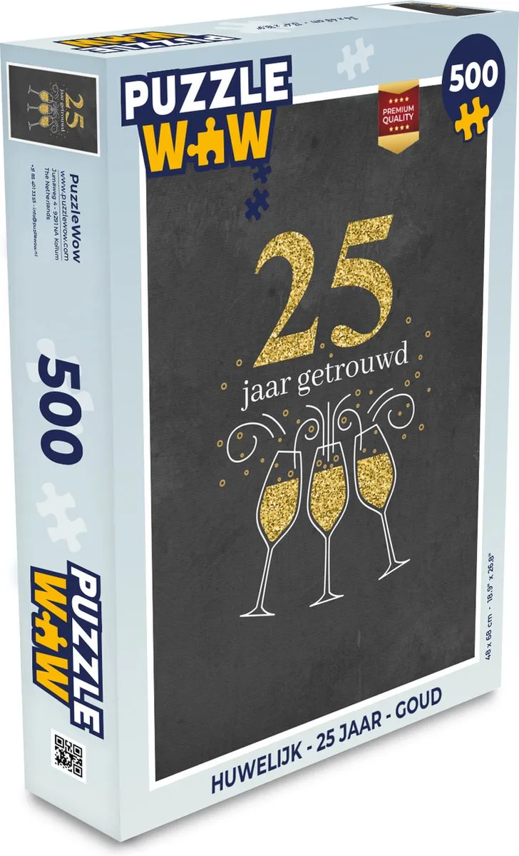 PuzzleWow 25 Jaar Getrouwd Legpuzzel 500 Stuks - Multicolor