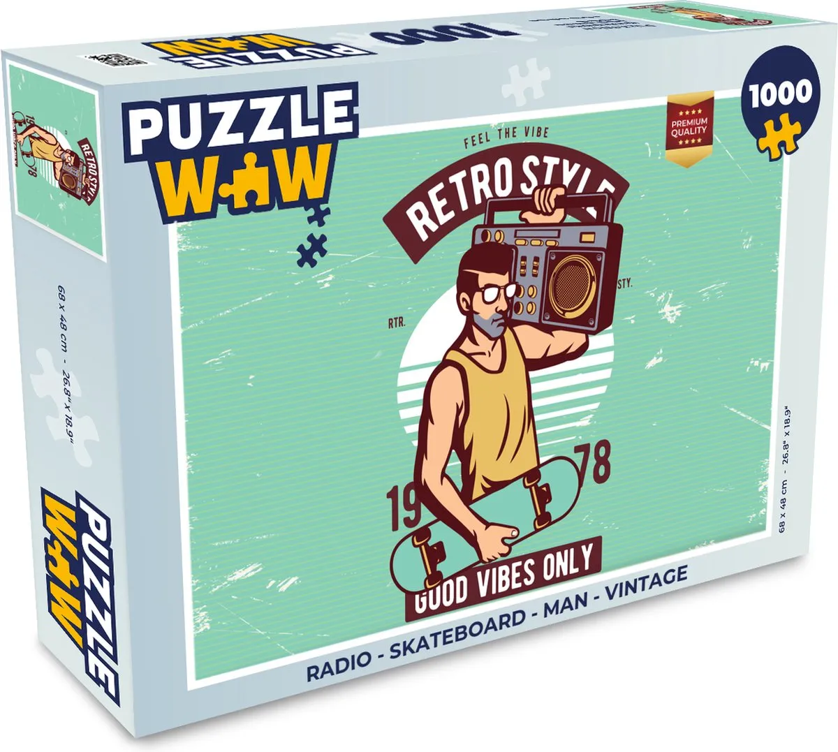 PuzzleWow Skateboard Vintage Legpuzzel 1000 Stuks