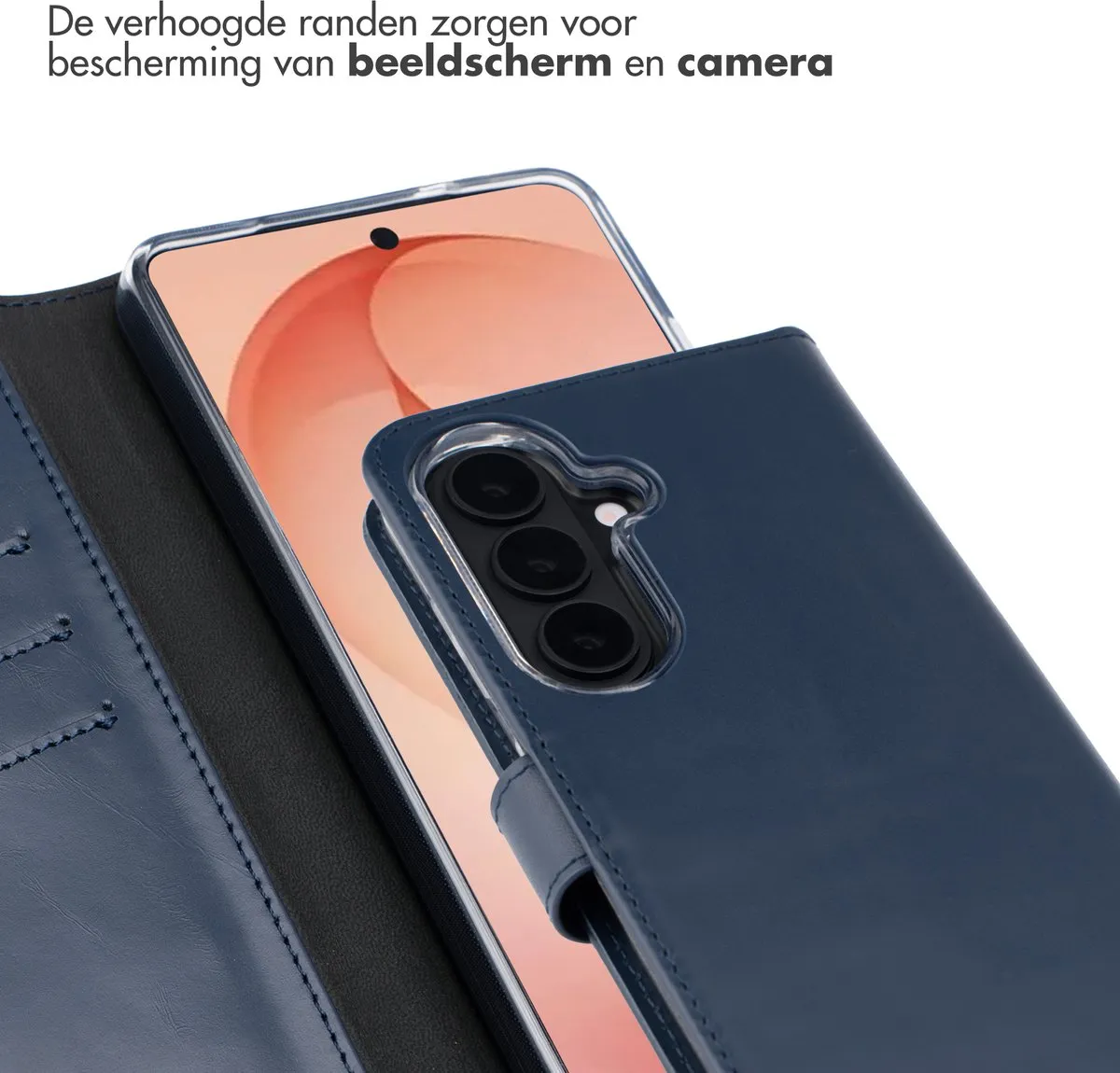 Selencia Hoesje Samsung Galaxy S26 Plus - Donkerblauw Lederen Bookcase