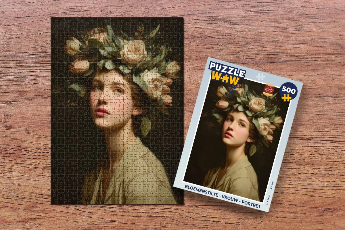 PuzzleWow Bloemenstilte Vrouw Portret Puzzel - 500 Stuks