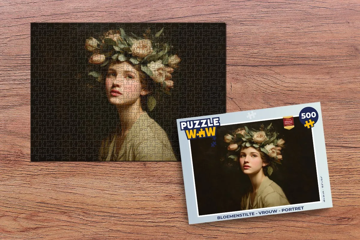 PuzzleWow Bloemenstilte Vrouw Portret Puzzel - 500 Stuks