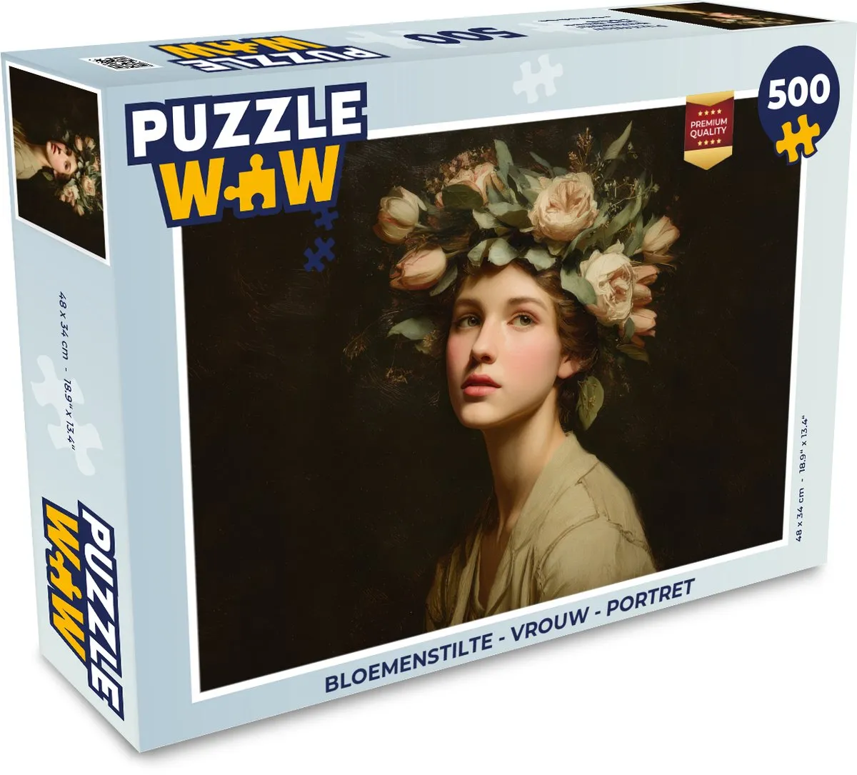 PuzzleWow Bloemenstilte Vrouw Portret Puzzel - 500 Stuks
