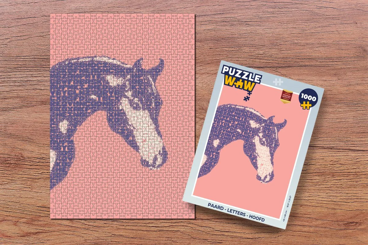 PuzzleWow Paard Letters Hoofd Meisjes Legpuzzel 1000 Stuks - Multicolor