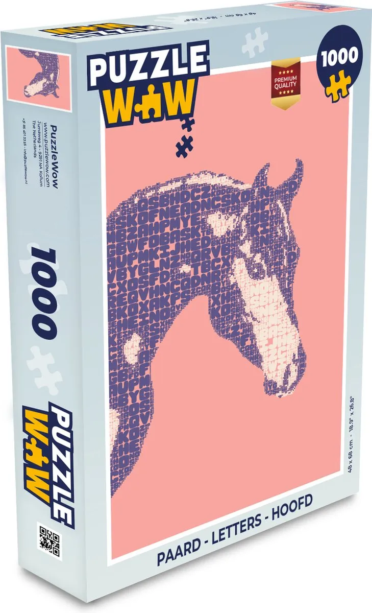 PuzzleWow Paard Letters Hoofd Meisjes Legpuzzel 1000 Stuks