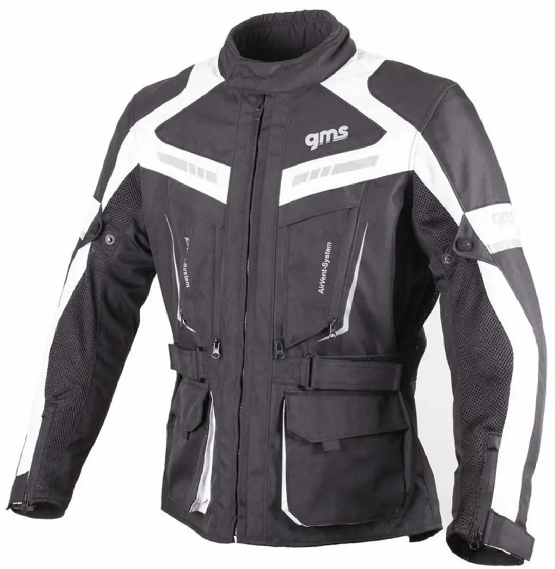gms Track Light Zwart Witte Textiele Motorjas