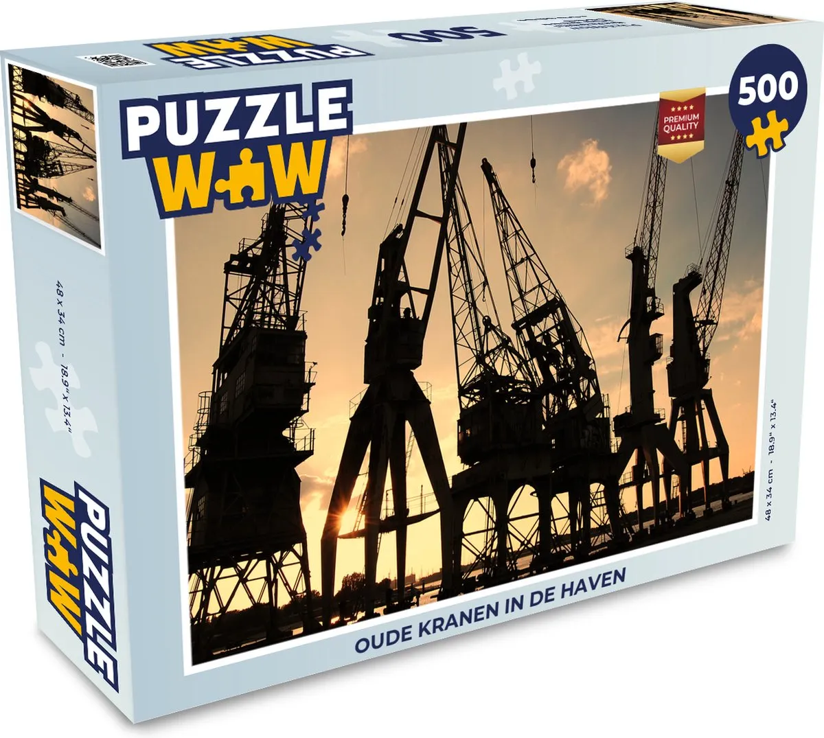 PuzzleWow Oude kranen in de haven Legpuzzel 500 Stuks
