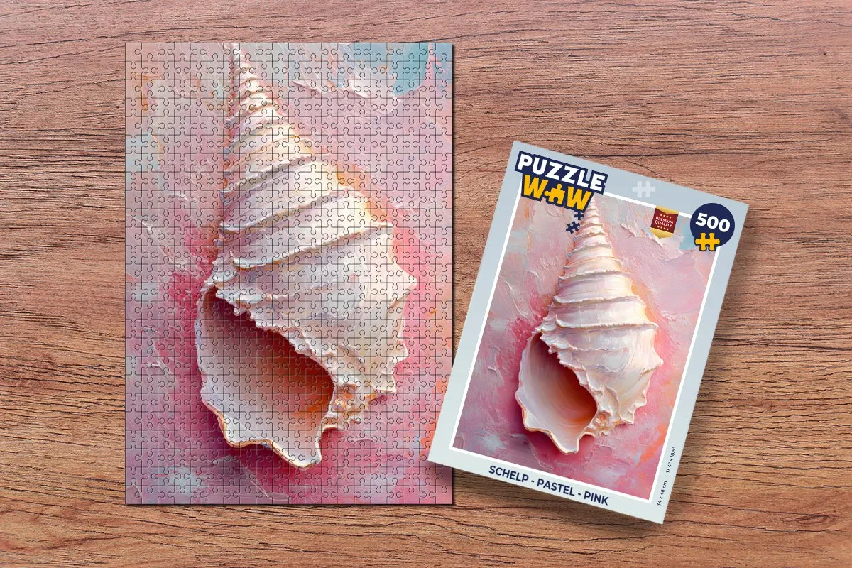 PuzzleWow Schelp Legpuzzel 500 Stuks - Pastel Pink
