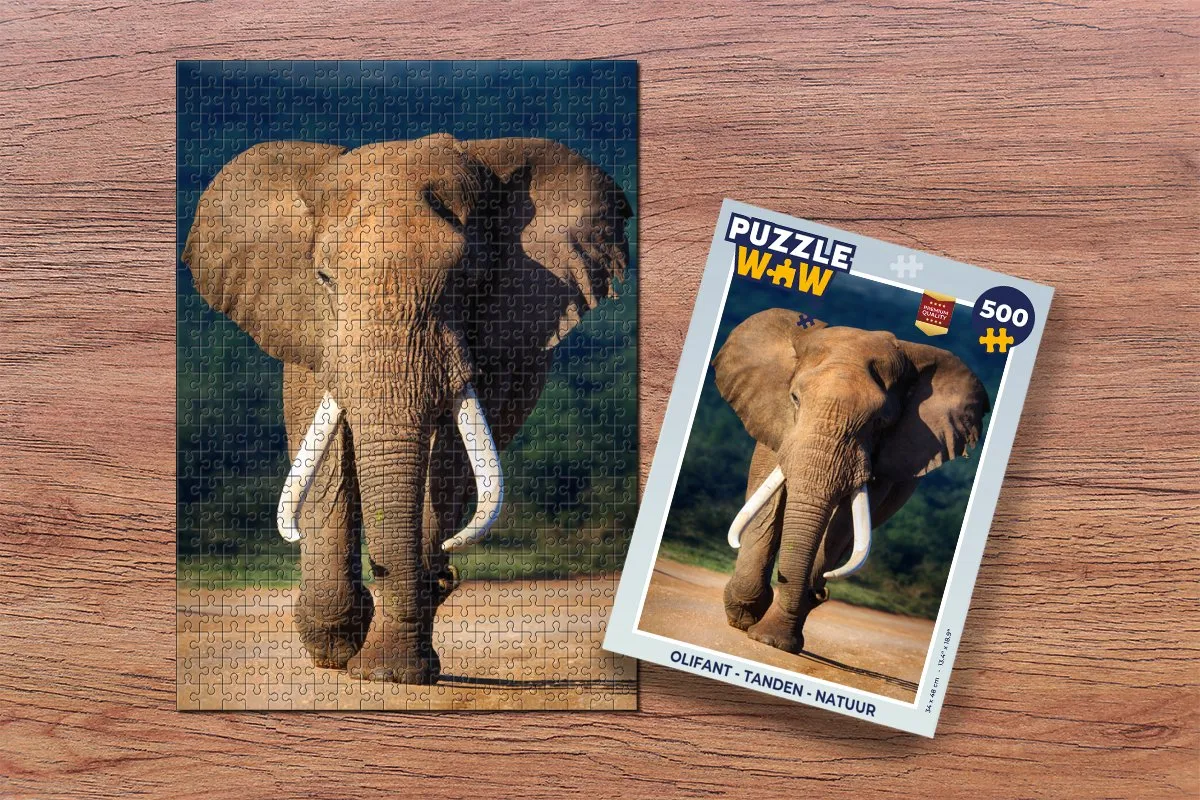 PuzzleWow Olifant Tanden Natuur Legpuzzel 500 Stuks - Multicolor