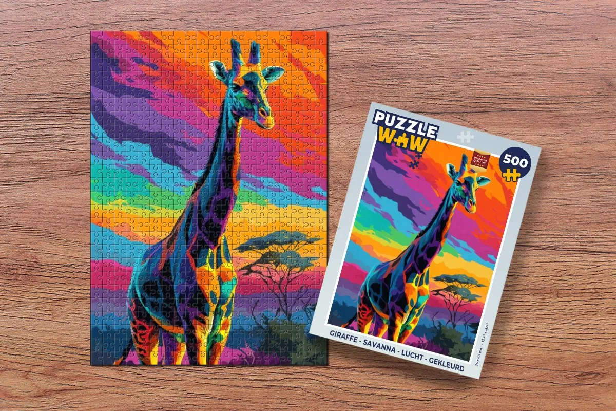 PuzzleWow Giraffe Savanna Legpuzzel 500 Stuks - Giraffe/Kleurrijk