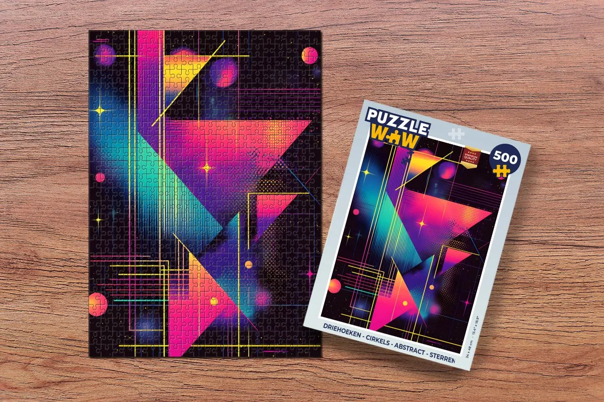 PuzzleWow Abstract Legpuzzel 500 Stuks - Driehoeken/Cirkels