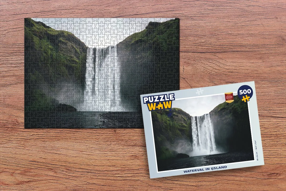 PuzzleWow Waterval IJsland Legpuzzel 500 Stuks - Multicolor
