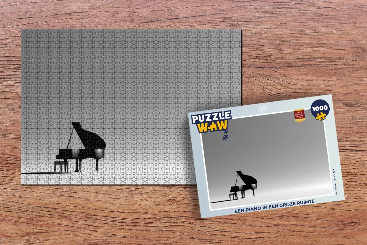 PuzzleWow Legpuzzel Een Piano in een Grijze Ruimte 1000 Stuks - Multicolor