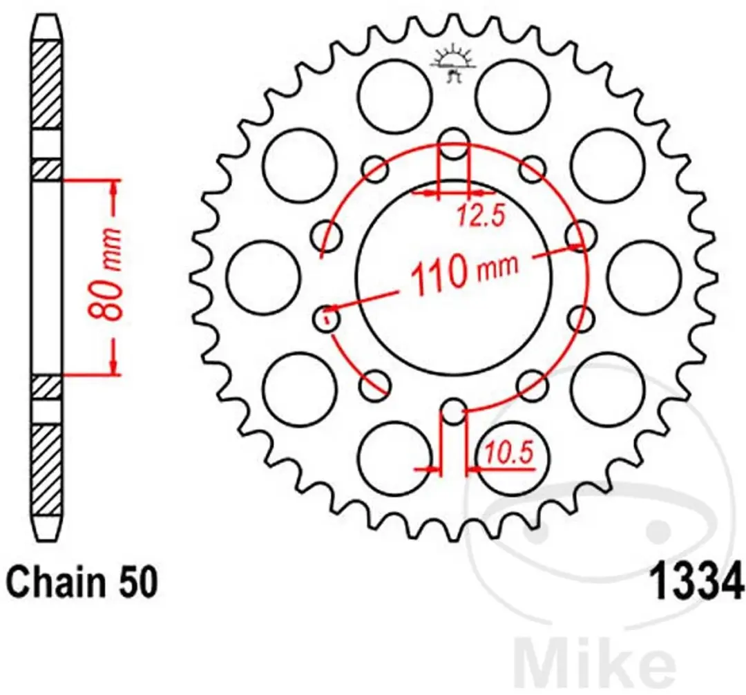 Couronne 41Z PAS 530 Diam�tre Int�rieur 080 Entraxe Fixation 110