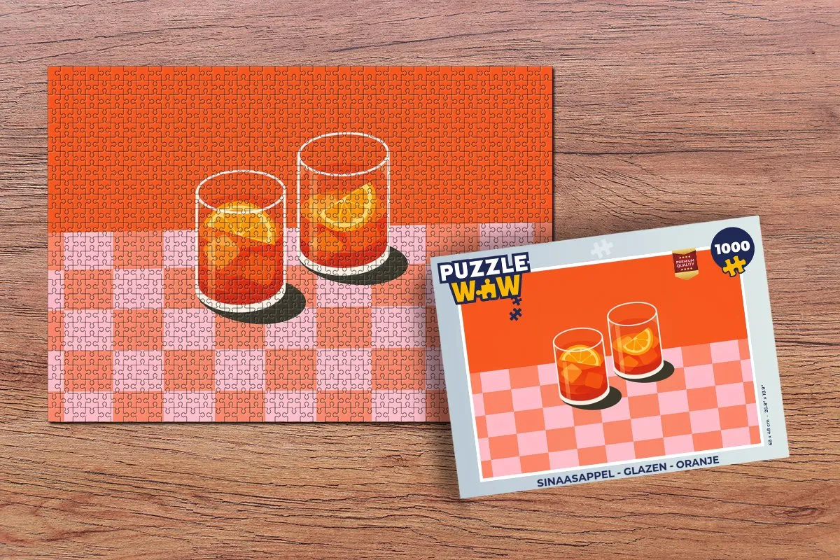 PuzzleWow Legpuzzel 1000 Stuks - Sinaasappel Glazen