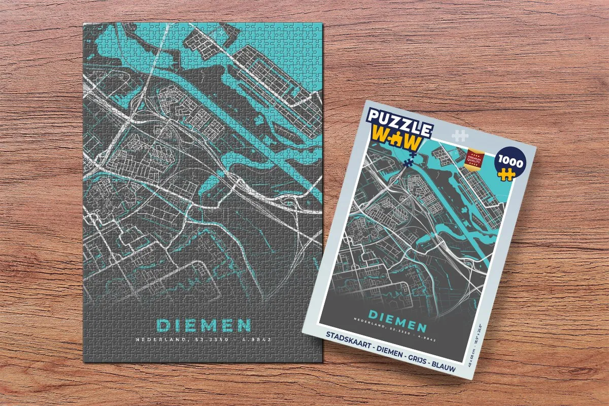 PuzzleWow Stadskaart Diemen Legpuzzel 1000 Stuks - Multicolor
