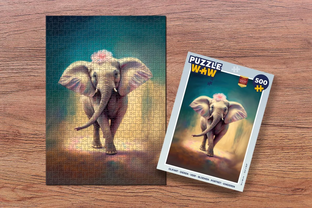PuzzleWow Olifant Legpuzzel 500 Stuks - Multicolor