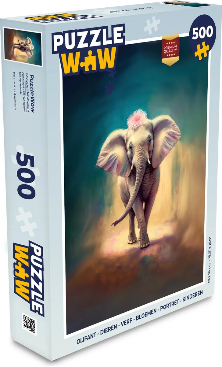 PuzzleWow Olifant Legpuzzel 500 Stuks - Multicolor