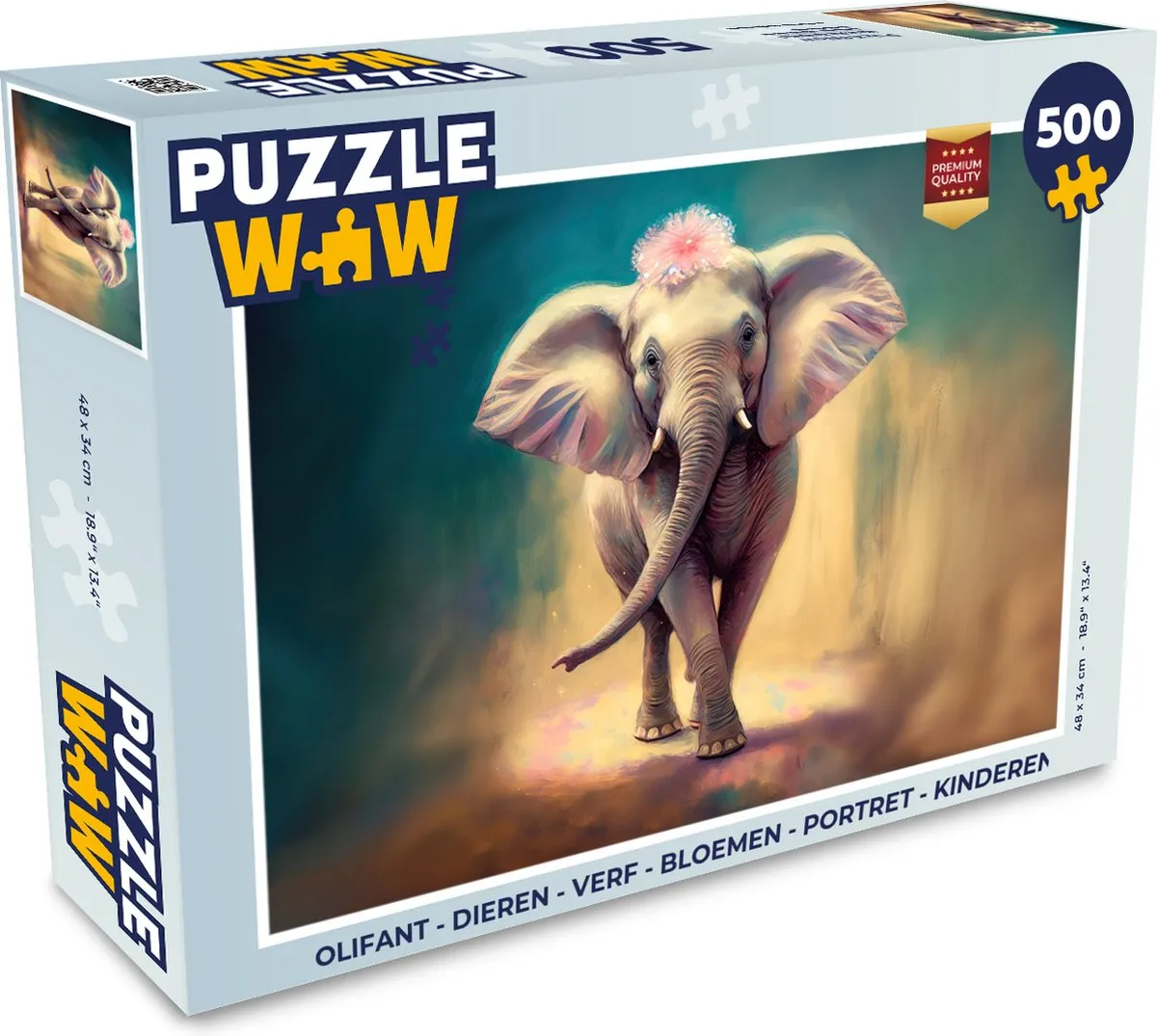 PuzzleWow Olifant Legpuzzel 500 Stuks - Multicolor