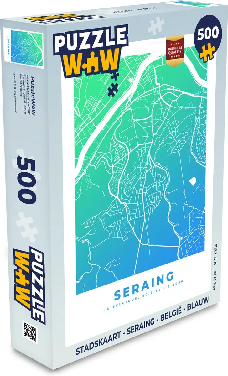 PuzzleWow Stadskaart Seraing België Legpuzzel 500 Stuks
