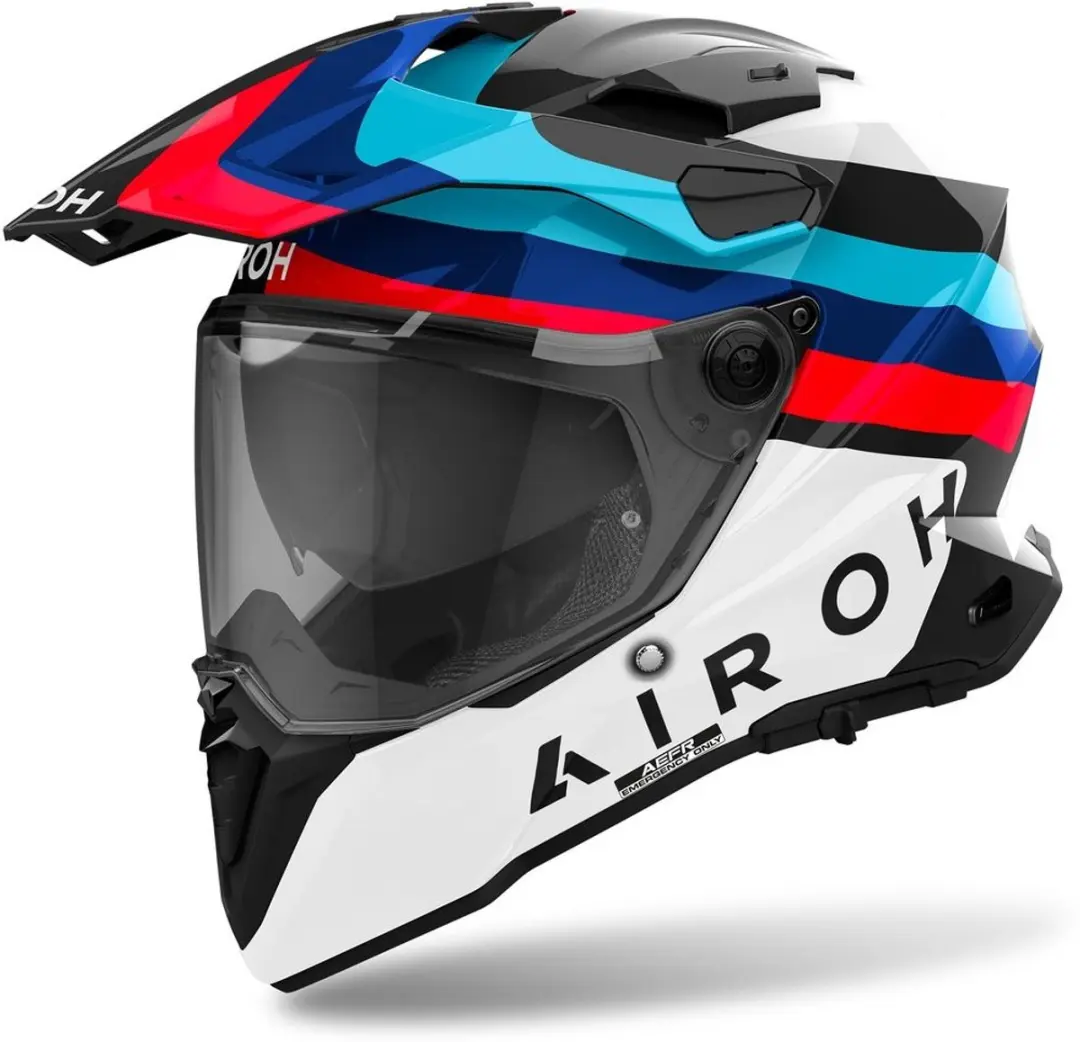 Airoh Motorrad Adventurehelm Commander 2 Doom AI20010040 Weiß/Schwarz-Blau-Rot-