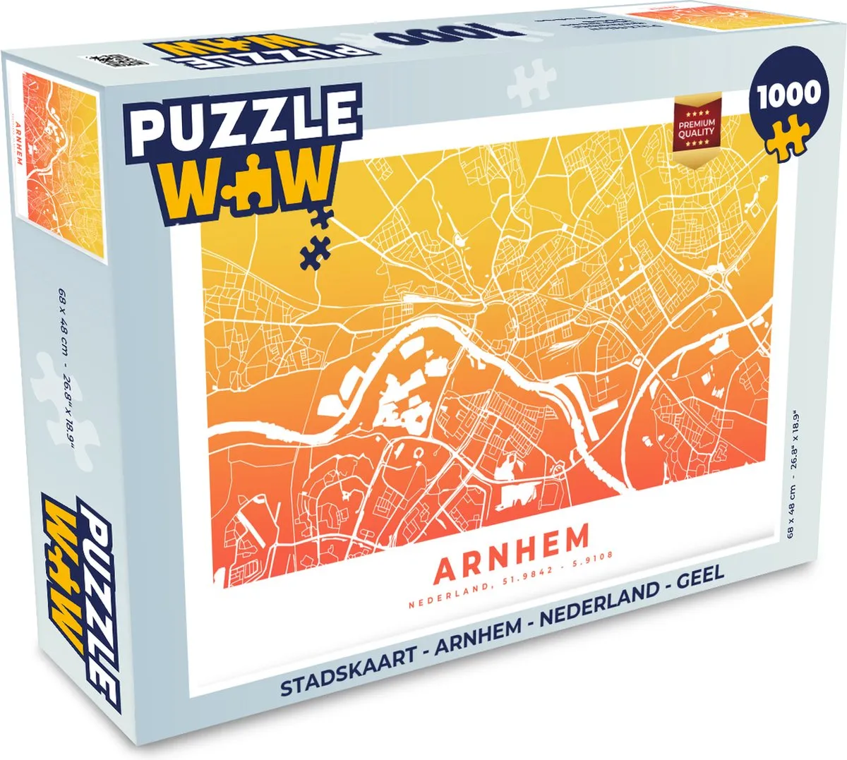 PuzzleWow Stadskaart Arnhem Nederland Legpuzzel 1000 Stuks