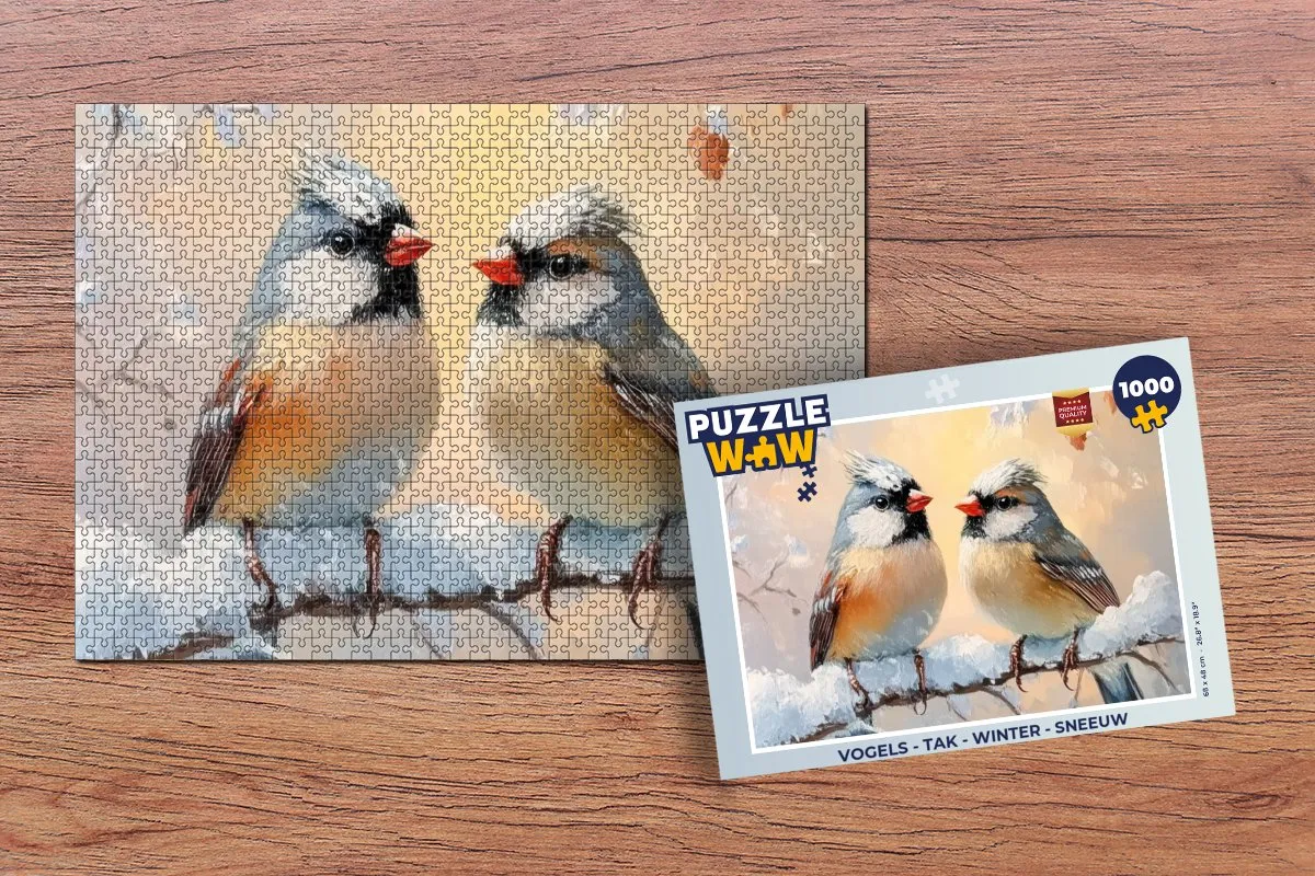 PuzzleWow Vogels in de Sneeuw Legpuzzel 1000 Stuks