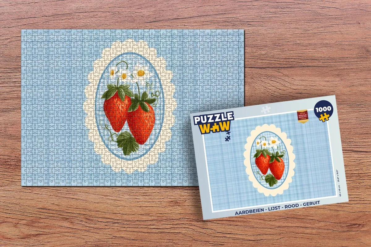 PuzzleWow Aardbeien Legpuzzel 1000 Stuks - Rood Geruit