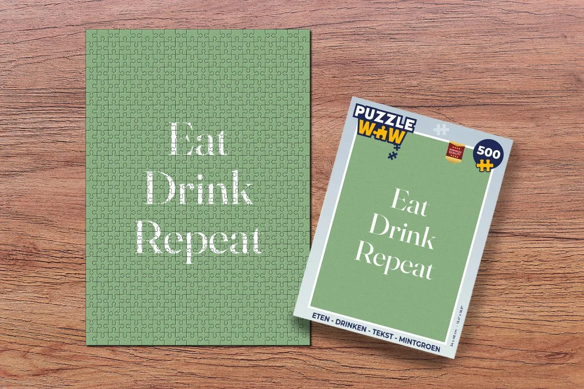 PuzzleWow Legpuzzel 500 Stuks - Eat Drink Repeat Mintgroen