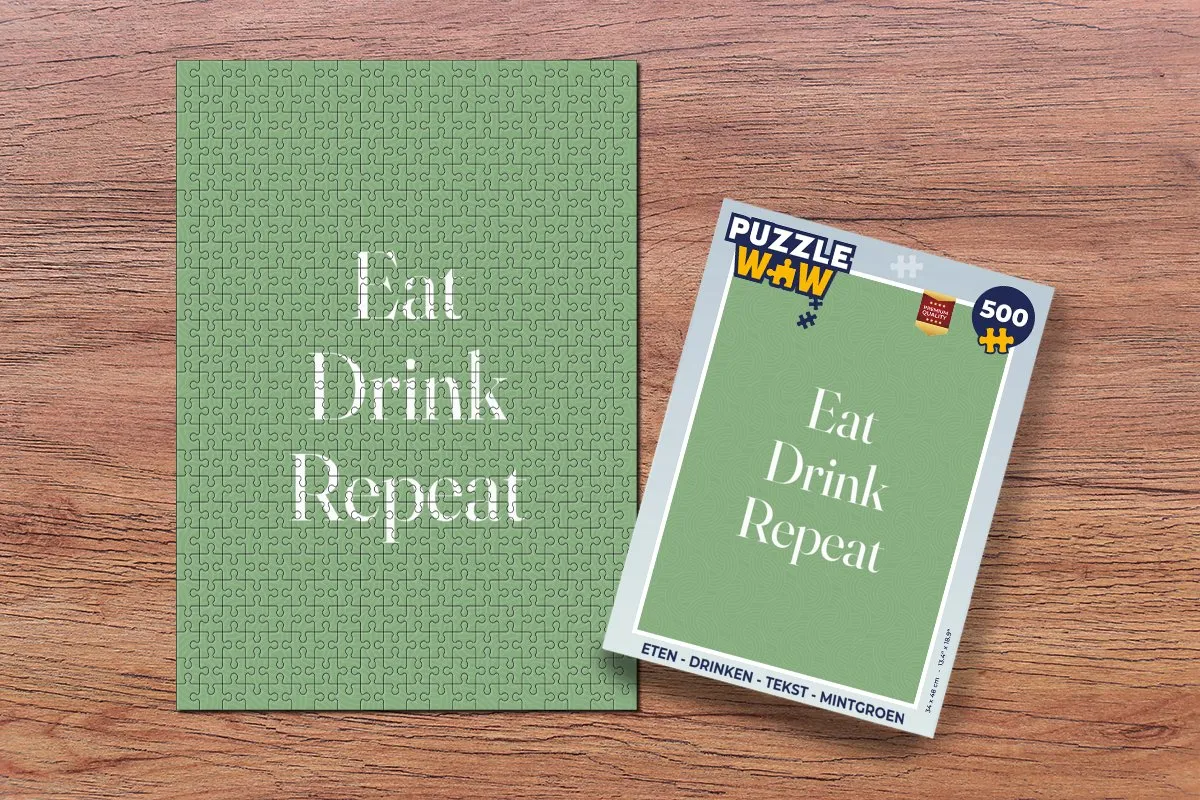 PuzzleWow Legpuzzel 500 Stuks - Eat Drink Repeat Mintgroen
