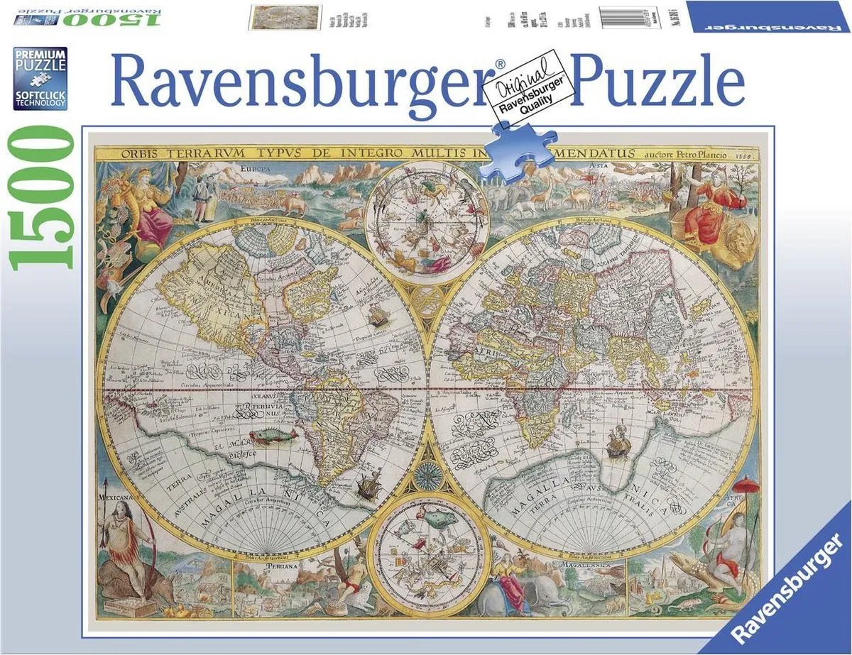 Ravensburger Wereldkaart Puzzel 1500 Stuks - Multicolor